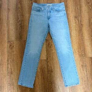 Levi's 314 Shaping Straight Jeans Light Wash Blue Denim Womens 32 Stretch Casual